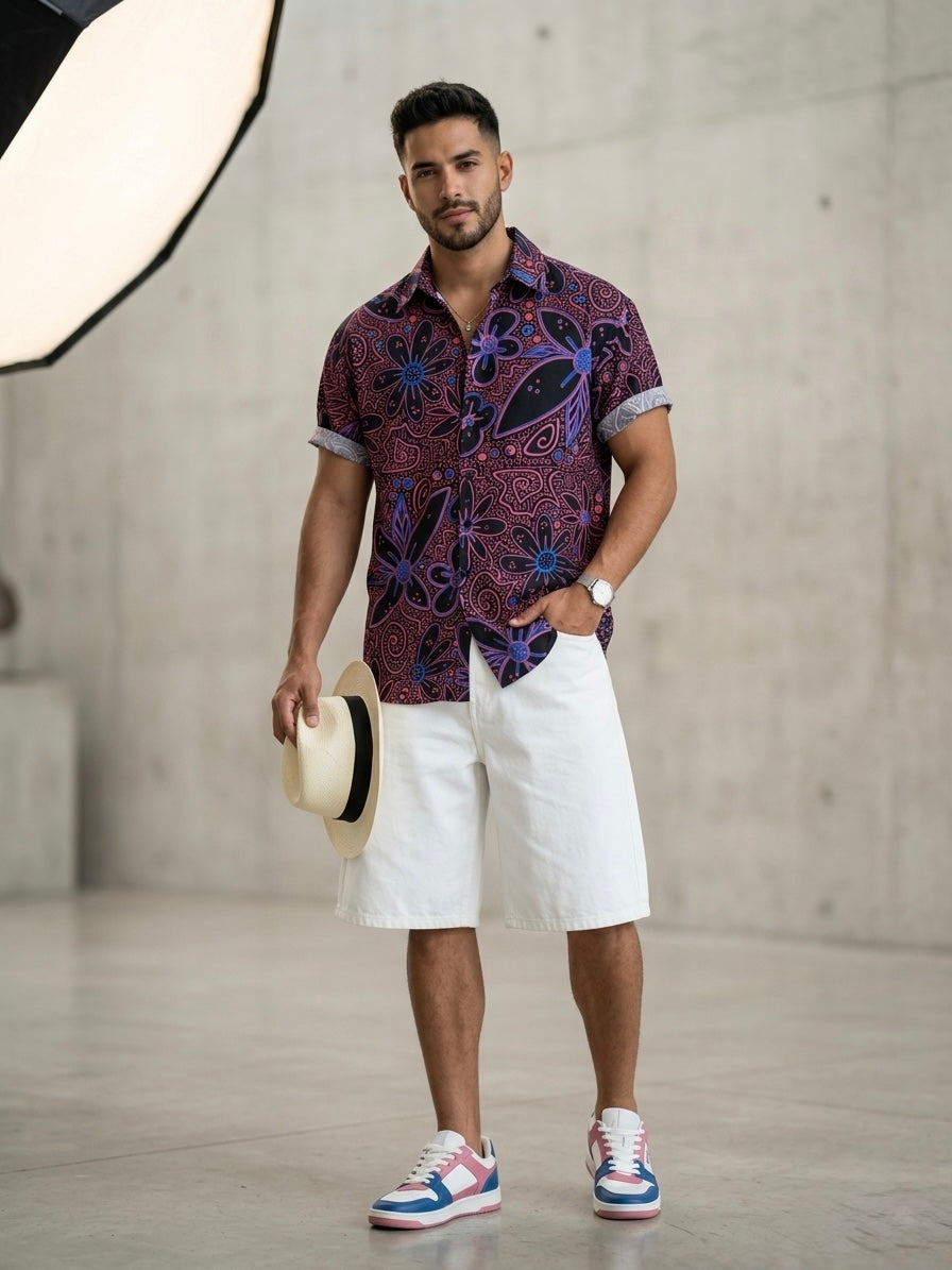 Camisa Flores Ultravioleta