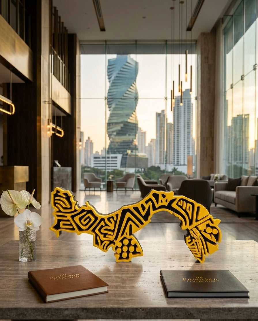 Mapa de Panamá Decorativo en 3D Rana Dorada