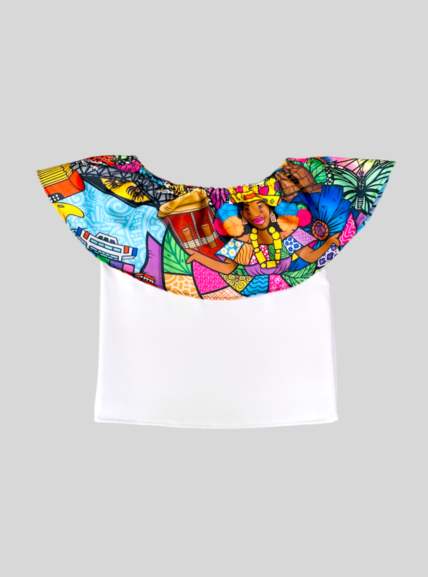 Blusa Arandela Conexión Panameña Colón Blanca