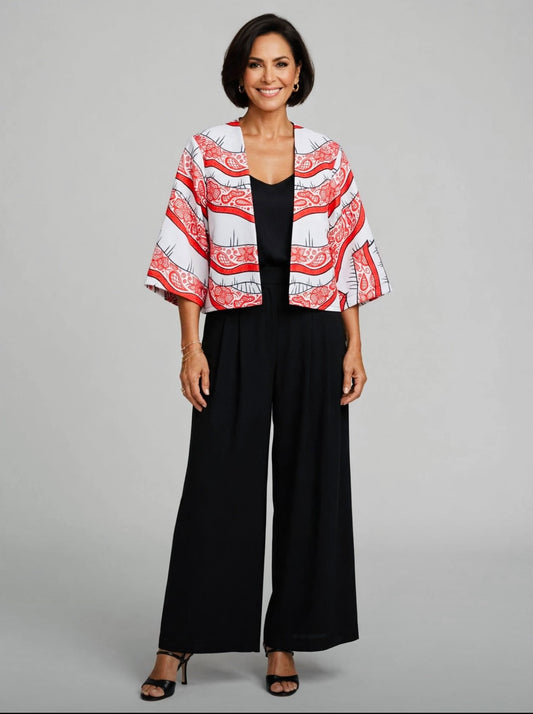 Kimono Crop Top Pollera Roja