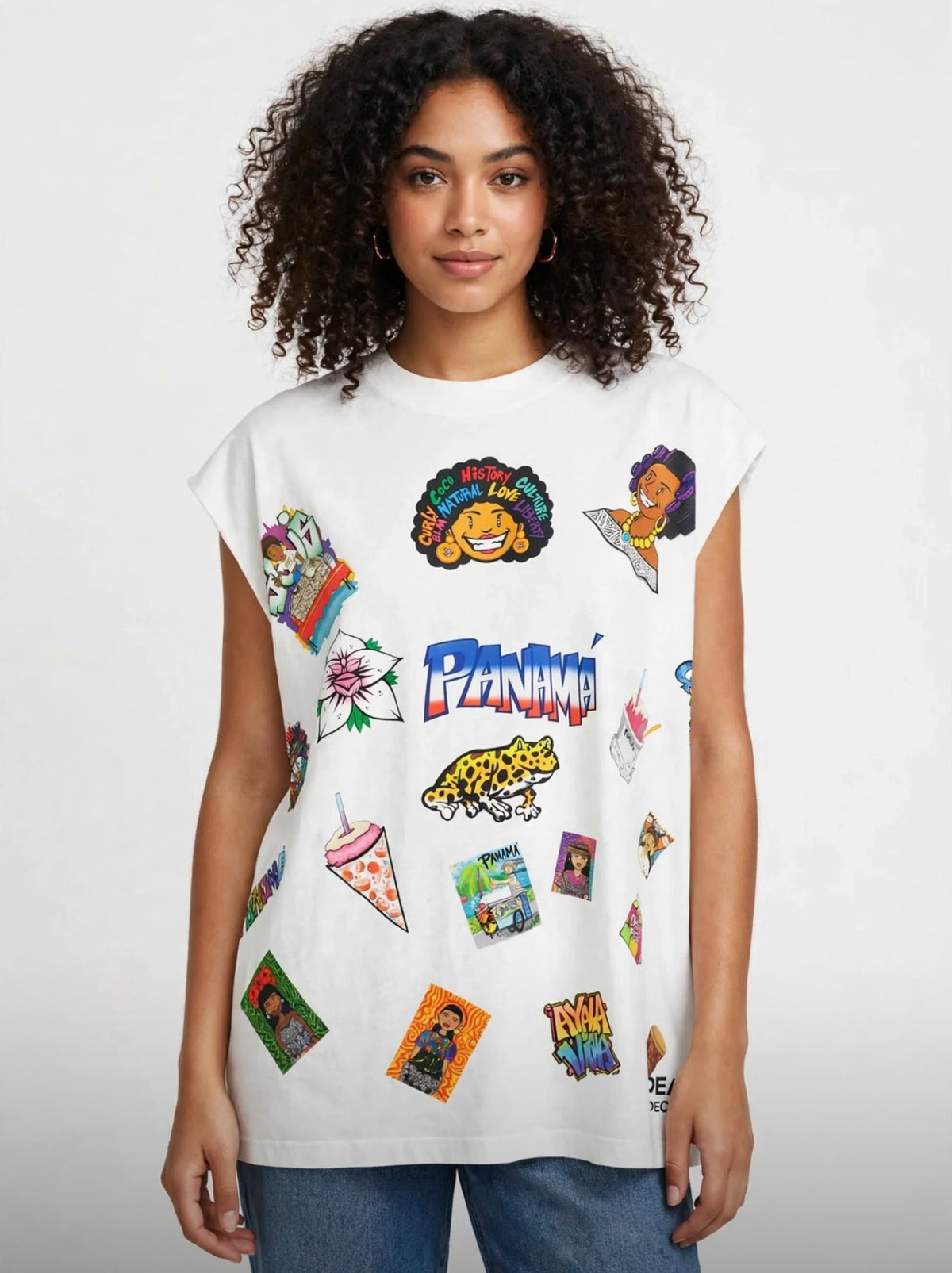 T-shirt Oversize sin Manga Blanco