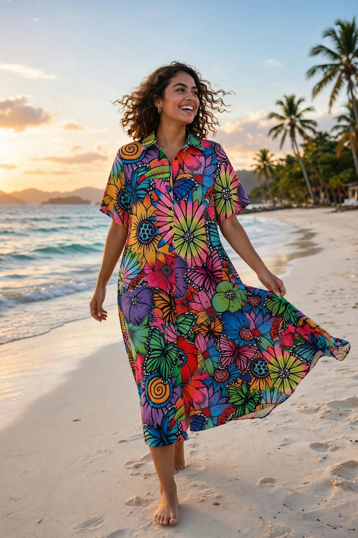 Vestido Camisero Largo Fauna y Flora