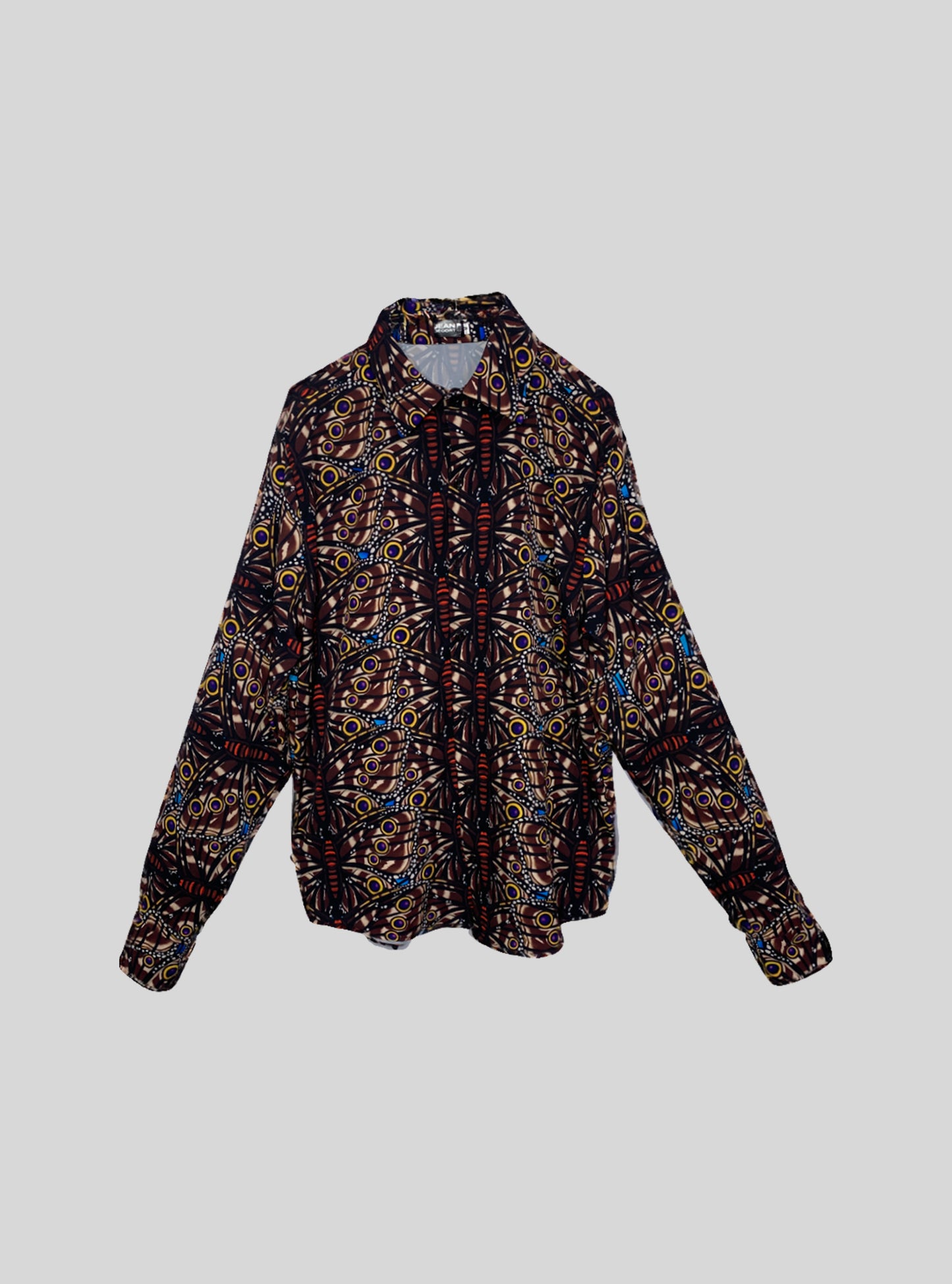 Camisa Manga Larga Mariposa Morpho Azul Chocolate