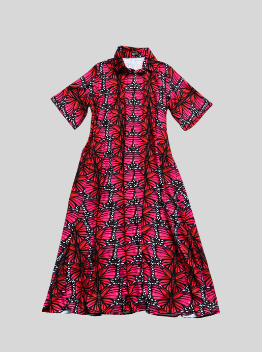 Vestido Camisero Mariposa Roja