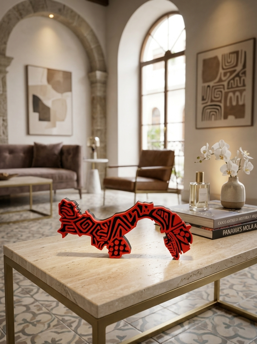 Mapa de Panamá Decorativo en 3D Rana Roja