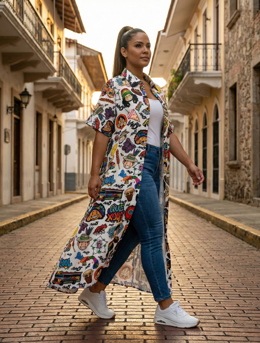 Vestido Camisero Guacho de Panamá Blanco