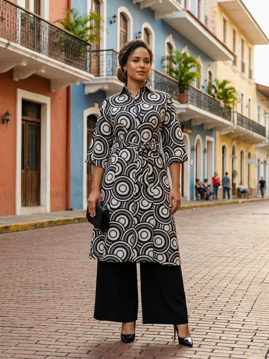 Vestido Camisero Sombrero Pintado