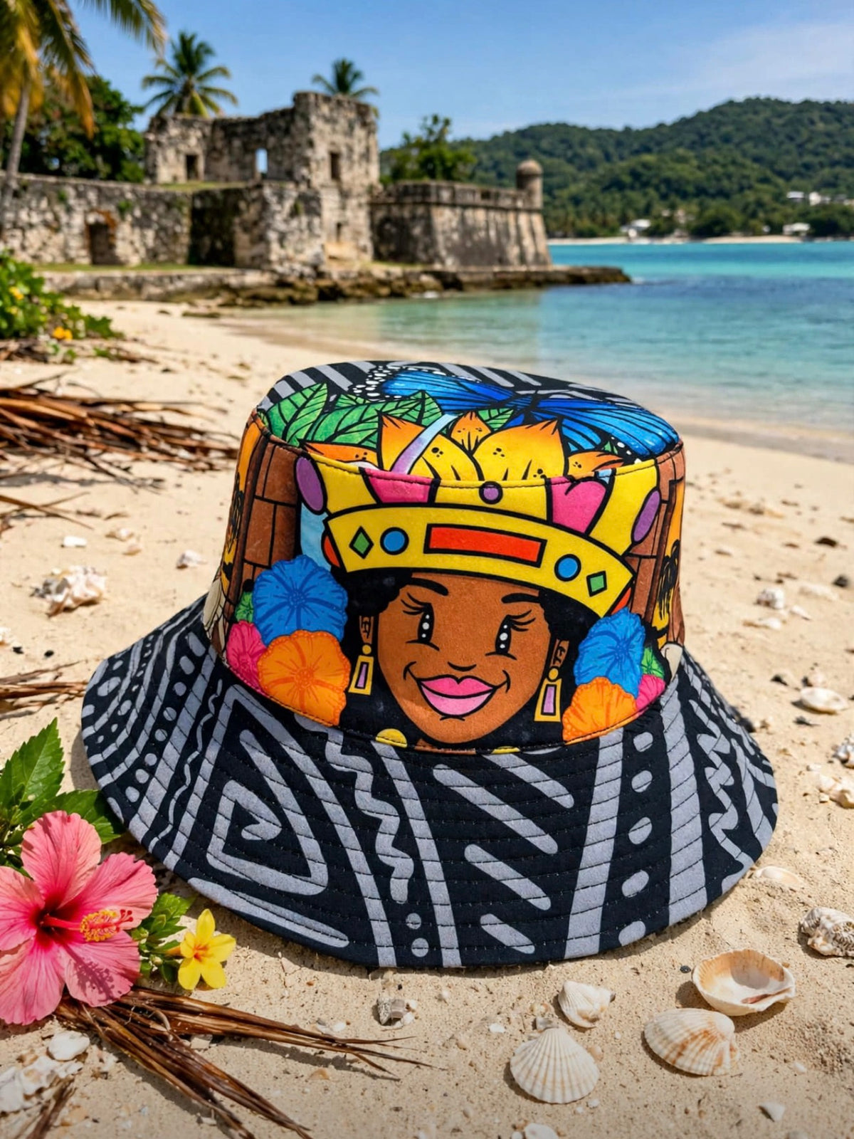 Bucket Hat Reina Congo Trazos