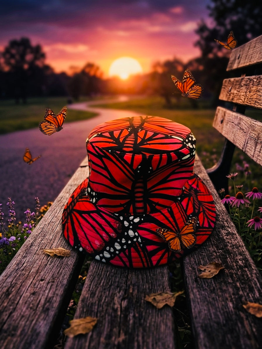 Bucket Hat Mariposa Morpho Rosa