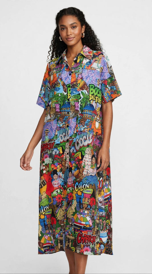 Vestido Camisero Largo Provincias de Panamá