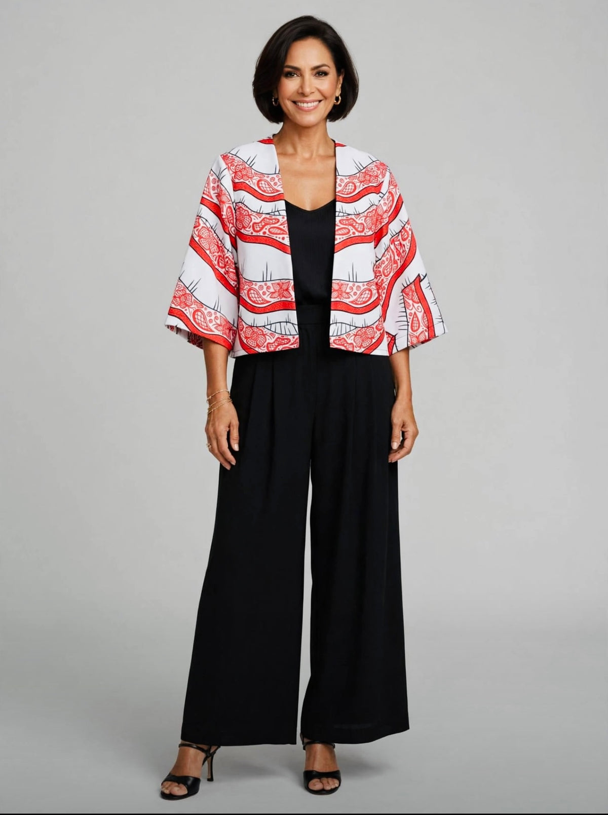 Kimono Crop Top Pollera Roja