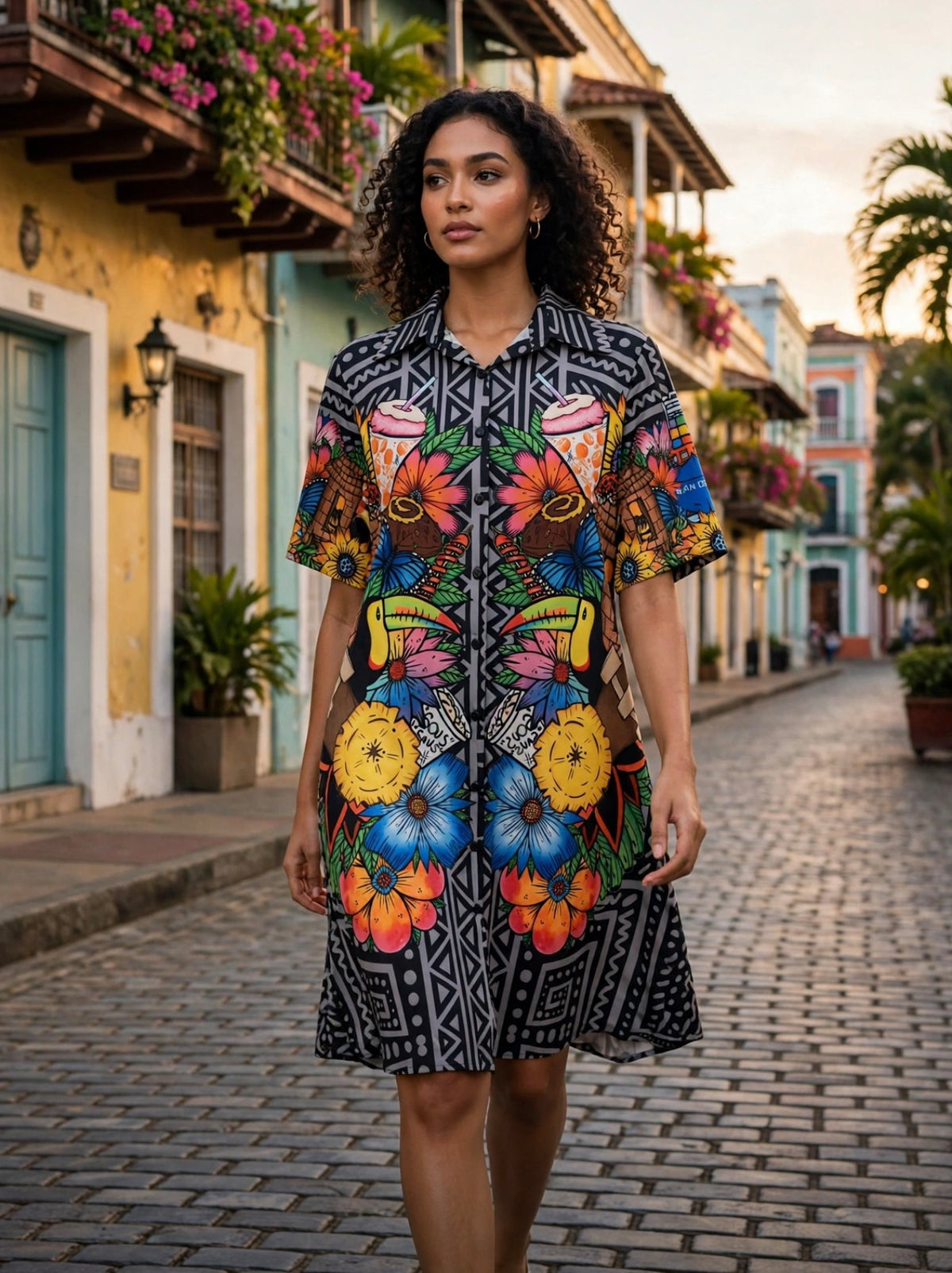 Vestido Camisero Corto Trazos Reina Congo