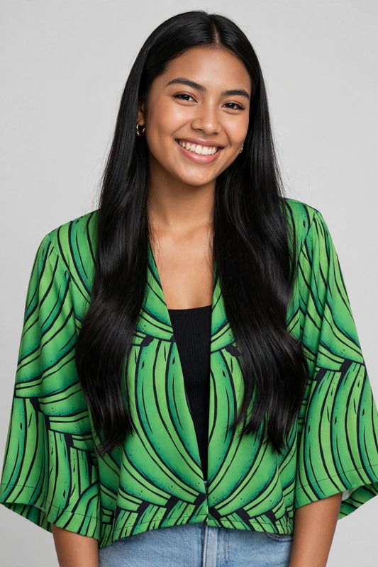 Kimono Crop Top Plátano Verde