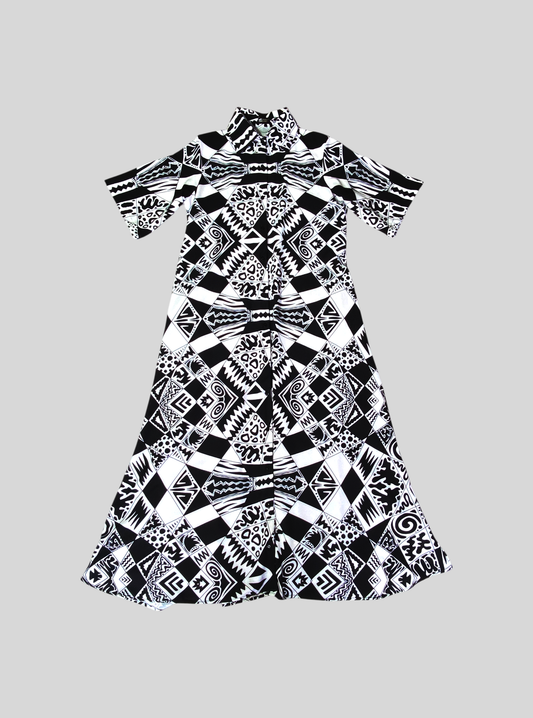 Vestido Camisero Saberes Ancestrales Blanco y Negro