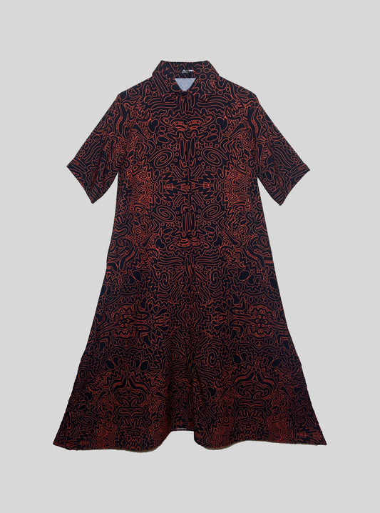 vestido camisero largo Trazos ancestrales